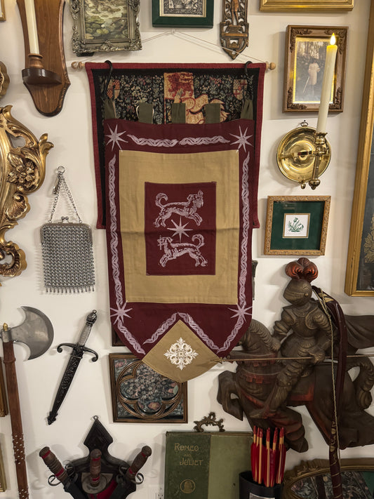 Hound Protectors Handprinted Medieval Banner